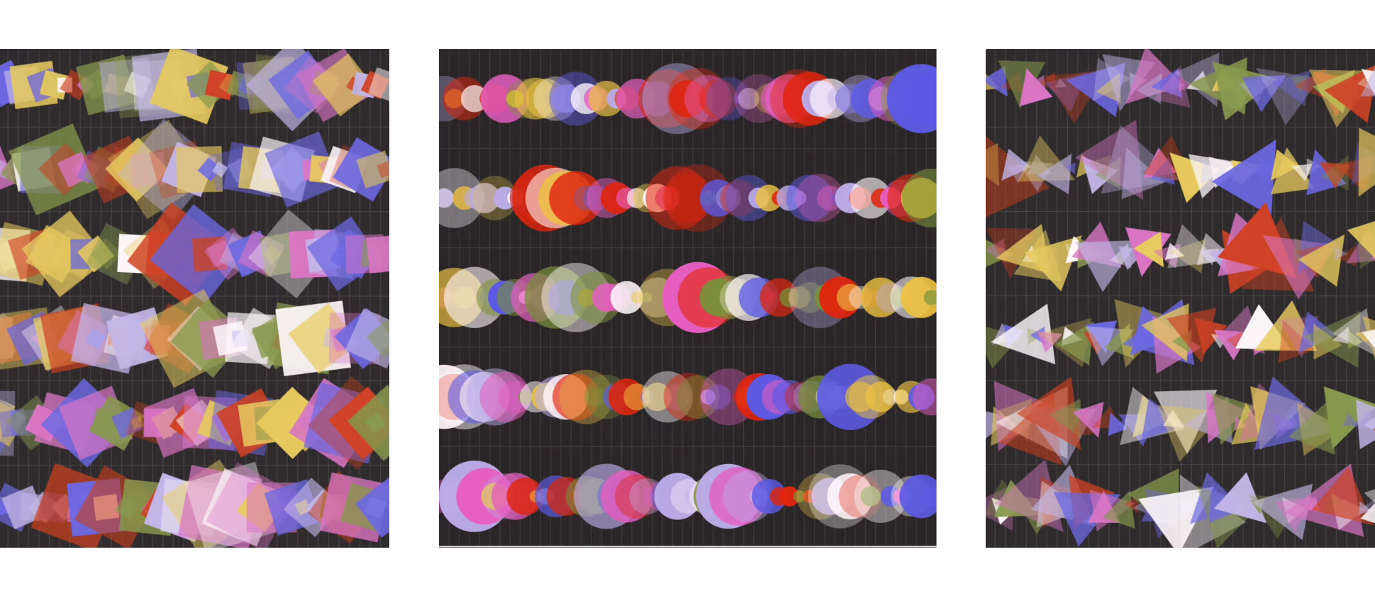 Grid-based generative composition with shapes and transformations